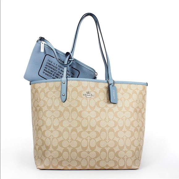 Coach Reversible City Tote Handbag Cornflower - Picture 4 of 7